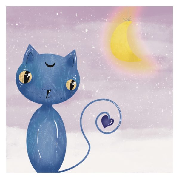 Coupon illustré Chat lune